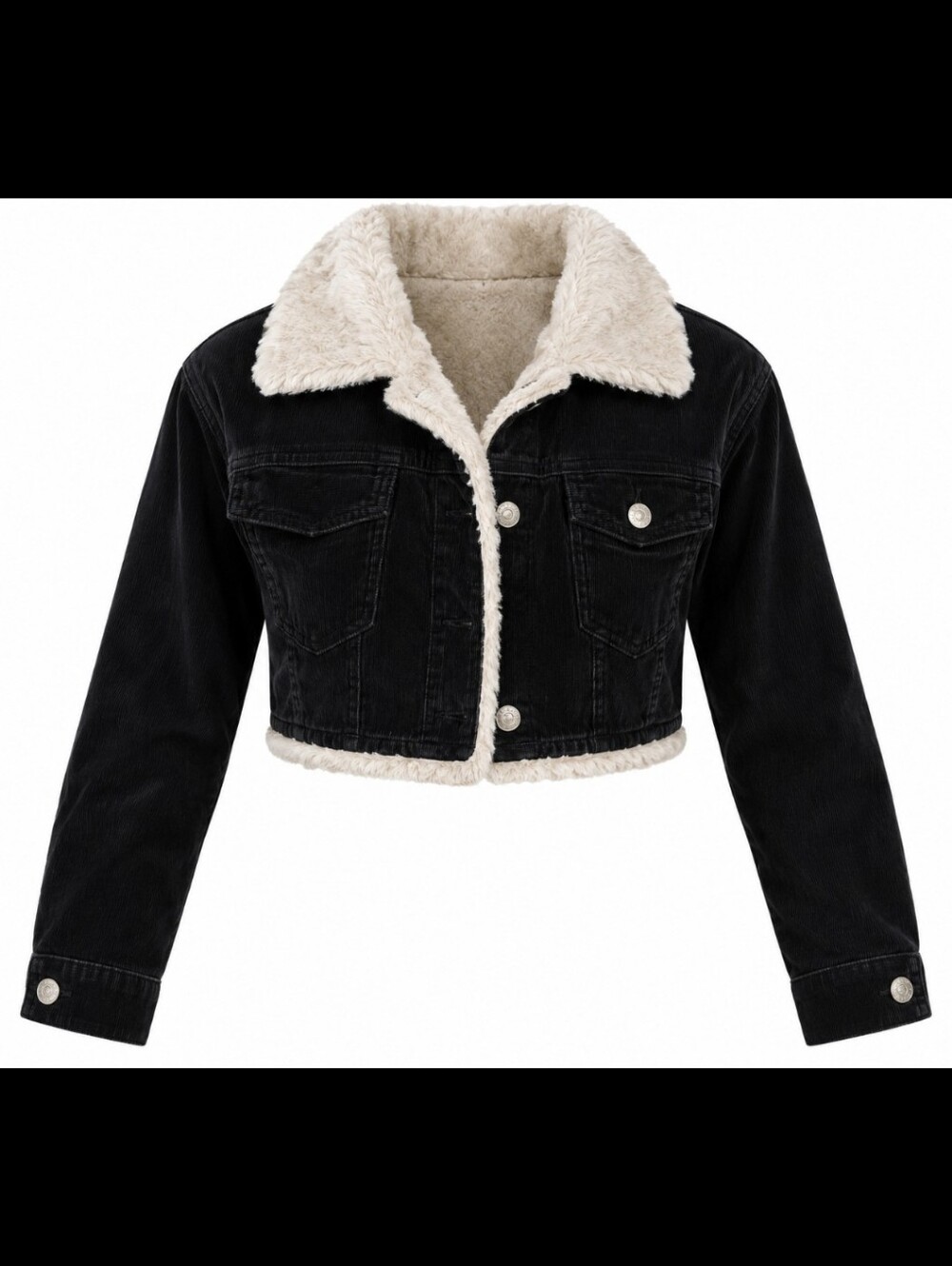 Black Faux Fur Trimmed Women's Jacket